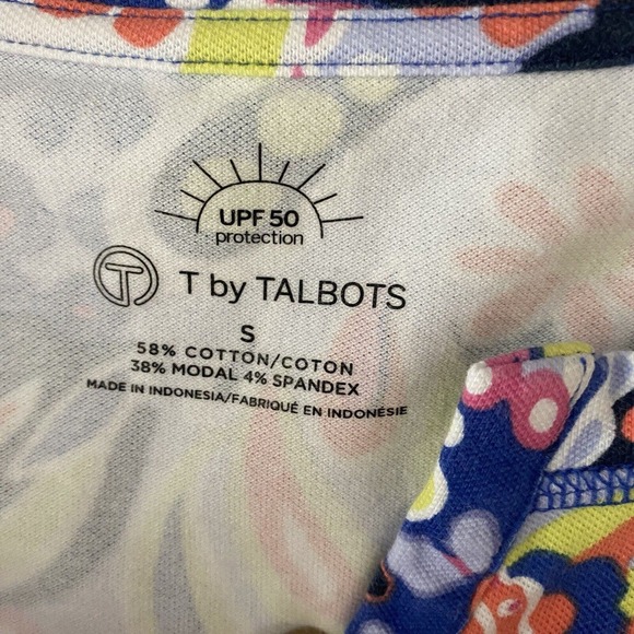 T by Talbots Tunic Top Shirt Womens Sz S Floral Modal Blend Stretch Slits UPF 50 - Picture 6 of 8